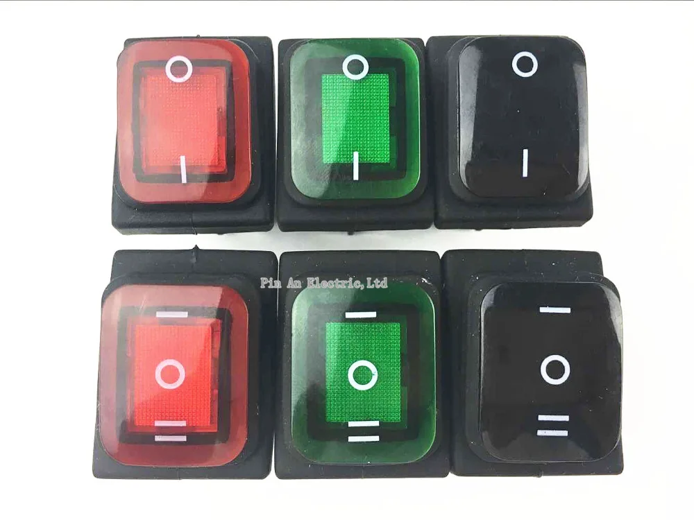 KCD4 Black Rocker Switch Power Switch ON-OFF-ON 3 Position 3/6 Pins With Light 16A 250VAC/ 20A 125VAC KCD1 10A 125VA/ 6A 250V