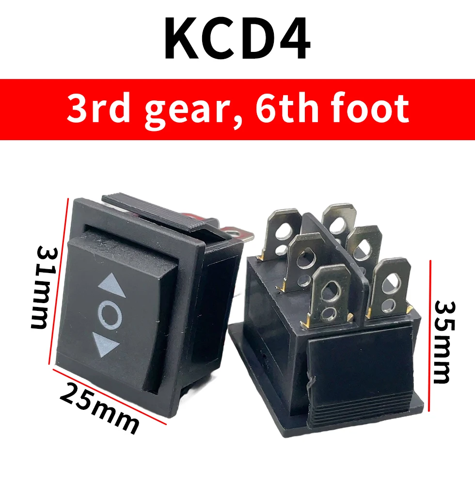 KCD4 Black Rocker Switch Power Switch ON-OFF-ON 3 Position 3/6 Pins With Light 16A 250VAC/ 20A 125VAC KCD1 10A 125VA/ 6A 250V