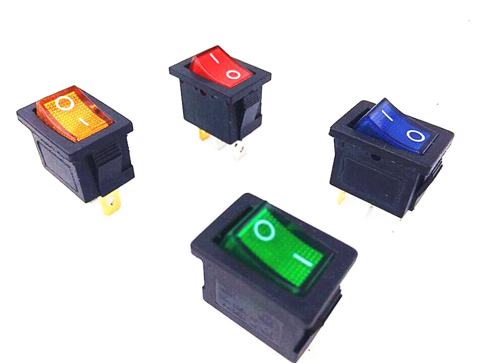 KCD4 Black Rocker Switch Power Switch ON-OFF-ON 3 Position 3/6 Pins With Light 16A 250VAC/ 20A 125VAC KCD1 10A 125VA/ 6A 250V