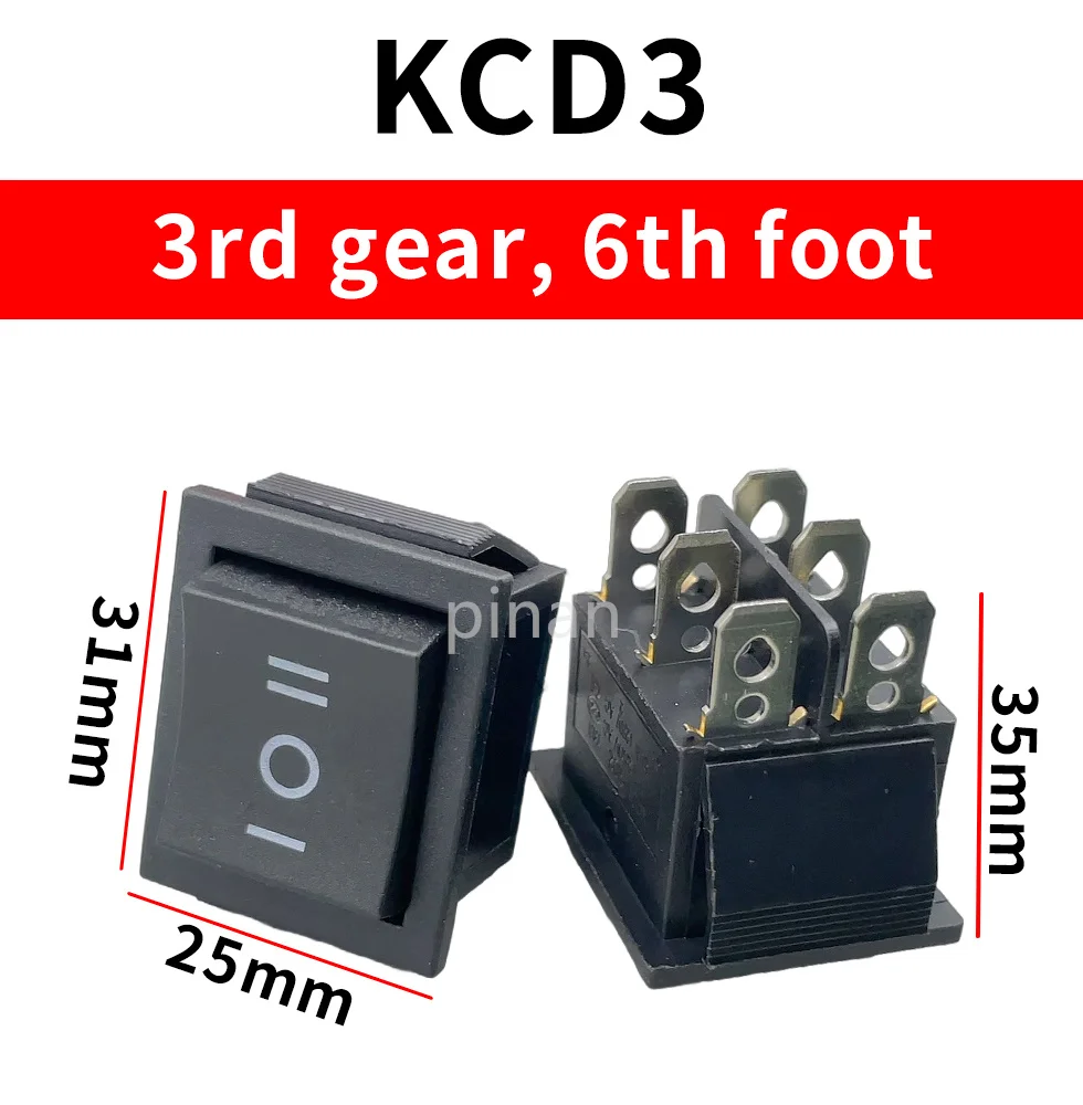 KCD4 Black Rocker Switch Power Switch ON-OFF-ON 3 Position 3/6 Pins With Light 16A 250VAC/ 20A 125VAC KCD1 10A 125VA/ 6A 250V