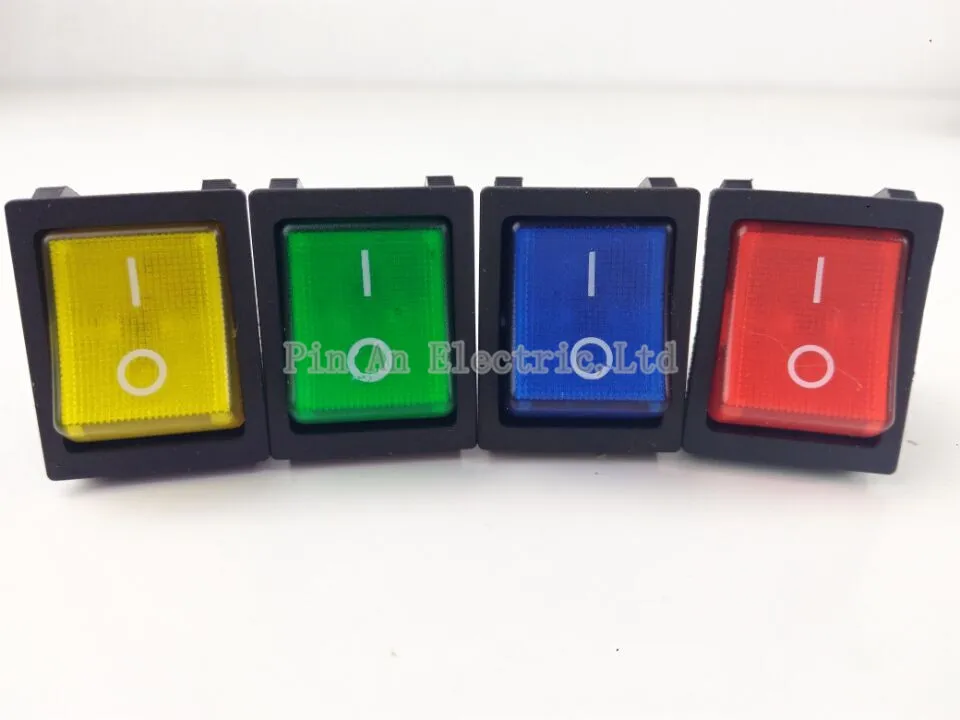 KCD4 Black Rocker Switch Power Switch ON-OFF-ON 3 Position 3/6 Pins With Light 16A 250VAC/ 20A 125VAC KCD1 10A 125VA/ 6A 250V