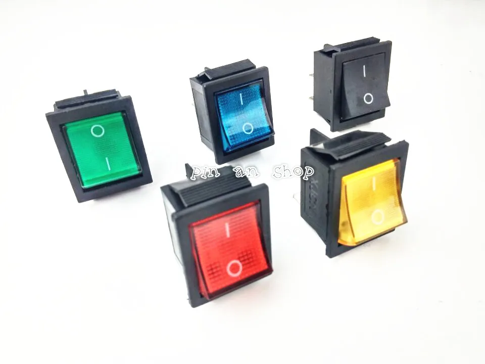 KCD4 Black Rocker Switch Power Switch ON-OFF-ON 3 Position 3/6 Pins With Light 16A 250VAC/ 20A 125VAC KCD1 10A 125VA/ 6A 250V
