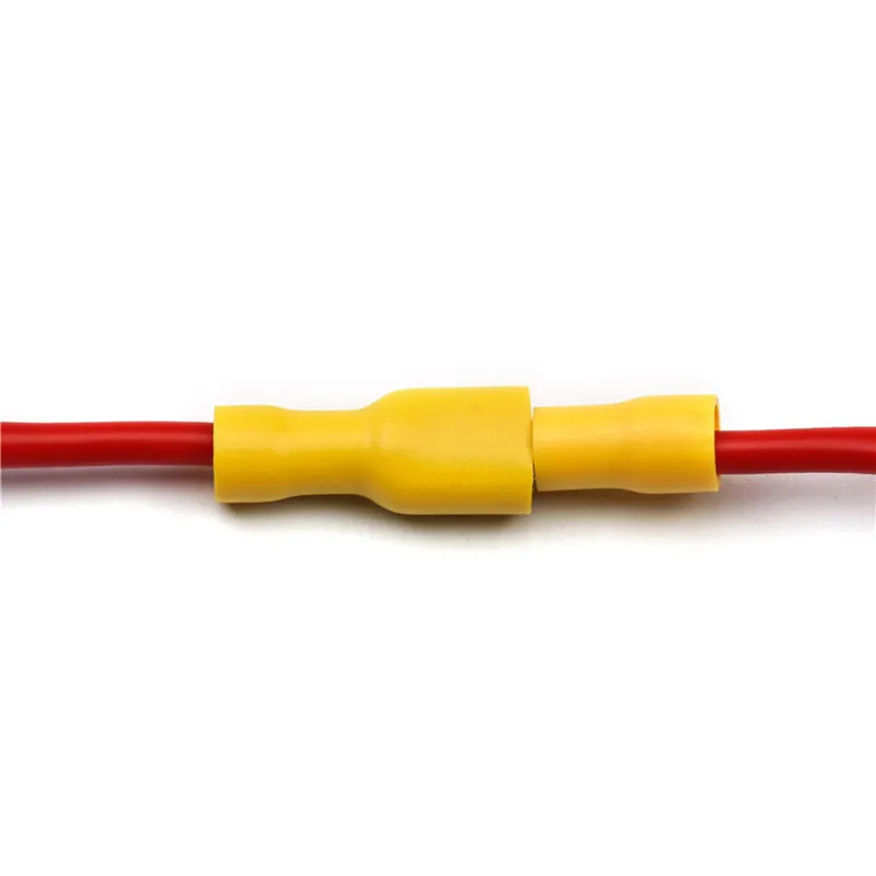 20/50/100Pcs Red + Blue 6.3mm Female Insulated Spade Crimp Terminal Wire Connector For 0.5-2.5mm Electrical Wire Cable Connecors