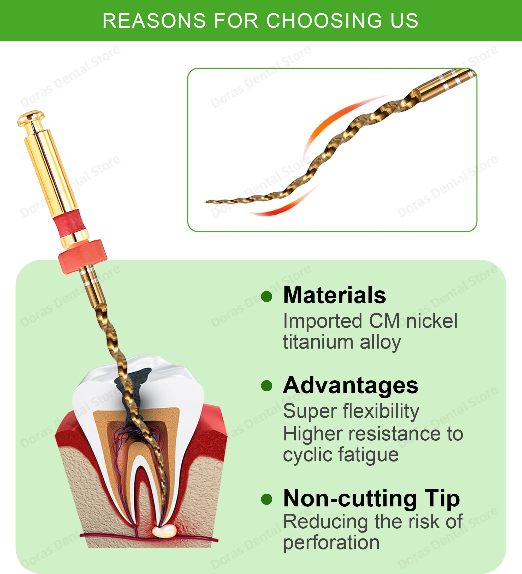Glin Dental Gold Flexible Files Endo Rotary Files Golden Endodontic Files 21/25/31mm Nickel Titanium Instrument Dentistry