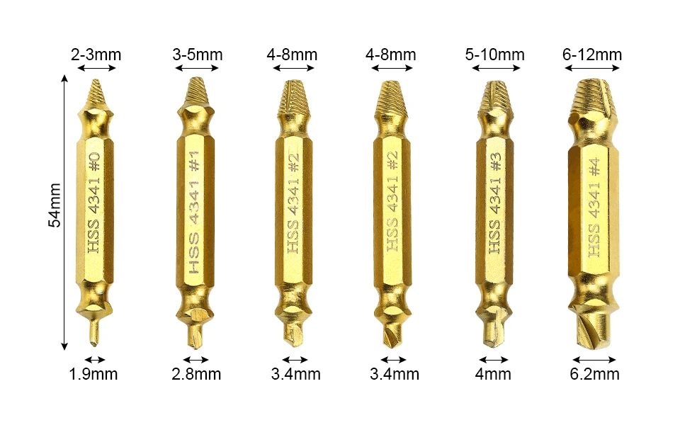 NINDEJIN 4/5/6pcs Damaged Screw Extractor Drill Bit Extractor Drill Set Broken Speed Out Bolt Extractor Bolt Stud Remover Tool