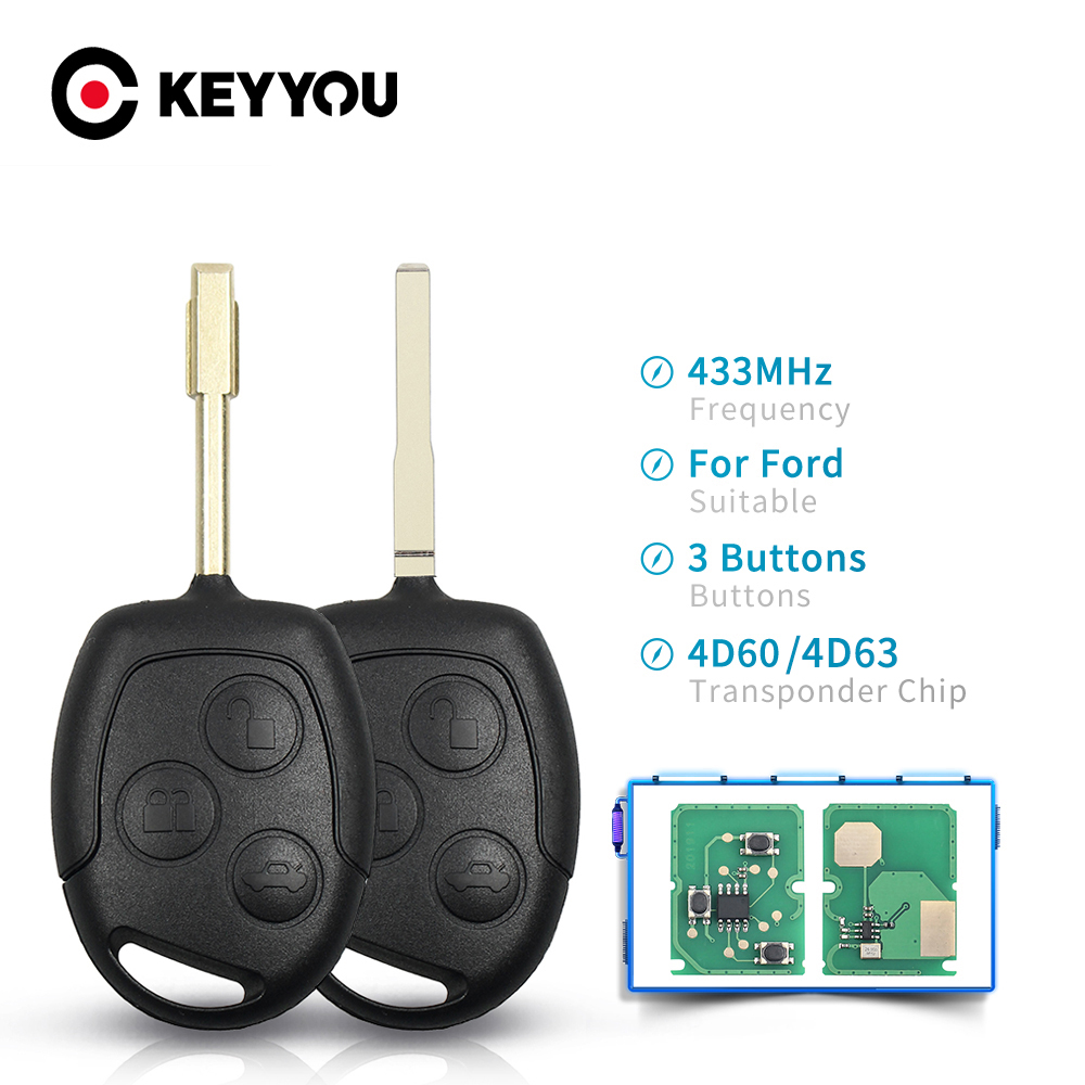 KEYYOU Remote Car Key 433MHz 4D60 Chip for FORD Focus Fiesta Mondeo Fusion Transit KA 2001 2002 2004 2005 2006 2007 2008
