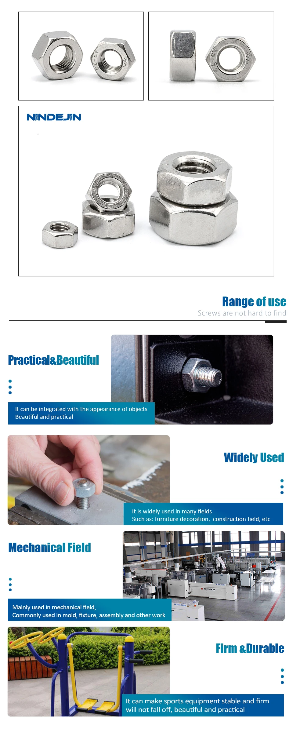 Hexagon Hex Nuts Metric DIN934 M2 M2.5 M3 M4 M5 M6 M8 M10 M12 M14 M16 M18 M20 M22 M24 Carbon Steel Stainless Steel Hex Nuts