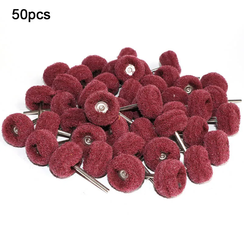 25/50pcs Mini Brush Scouring Pad Abrasive Wheel Nylon Fiber Grinding Sanding Head Buffing Polishing Wheel 1"25mm Set For Dremel