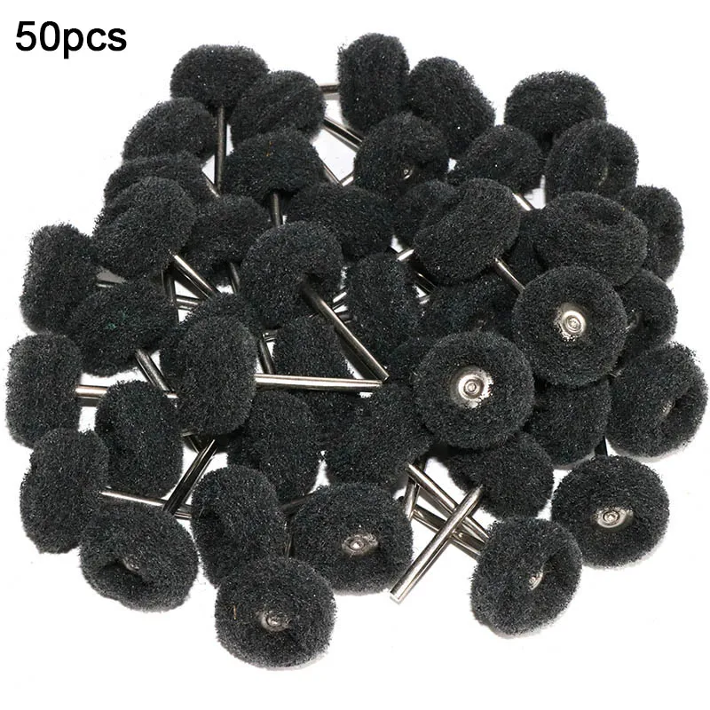 25/50pcs Mini Brush Scouring Pad Abrasive Wheel Nylon Fiber Grinding Sanding Head Buffing Polishing Wheel 1"25mm Set For Dremel