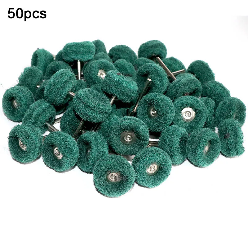 25/50pcs Mini Brush Scouring Pad Abrasive Wheel Nylon Fiber Grinding Sanding Head Buffing Polishing Wheel 1"25mm Set For Dremel