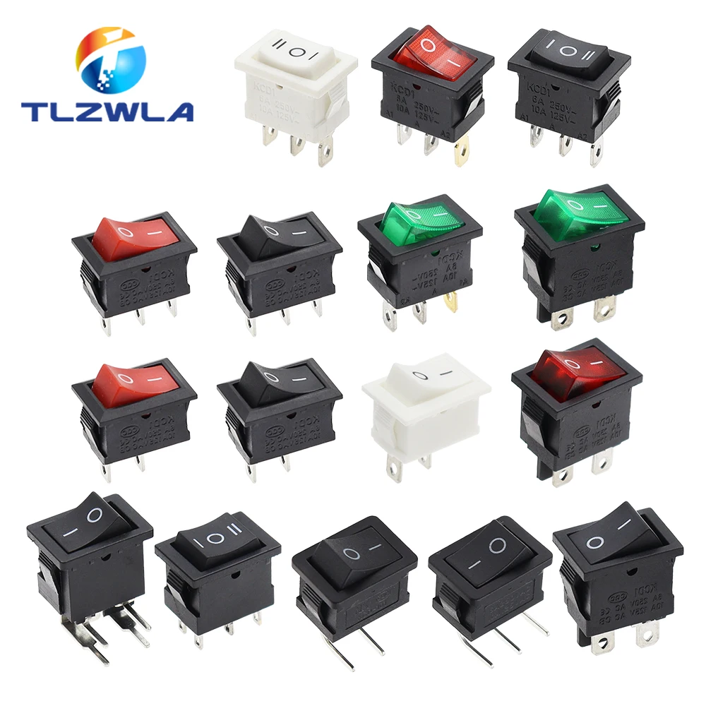 10PCS Switch ON-OFF KCD1 15*21mm 2Pin Ship Type Switch 6A 250V 10A 125V 15X21 Rocker Switch Power Switch