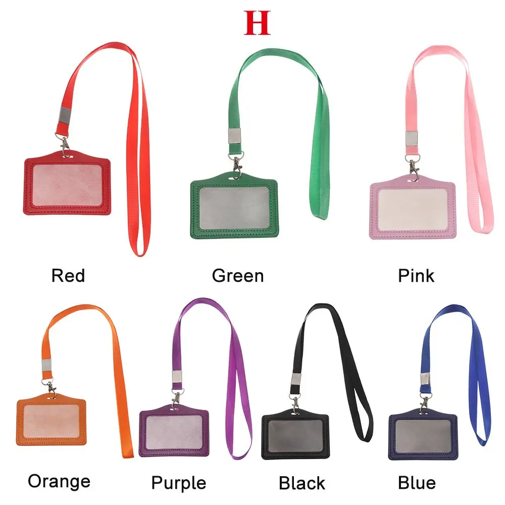 Unisex Work Card Holders With Lanyard PU Bank Card Name Credit Card Holders Card Bus ID Holders Identity Badge With Neck Strap