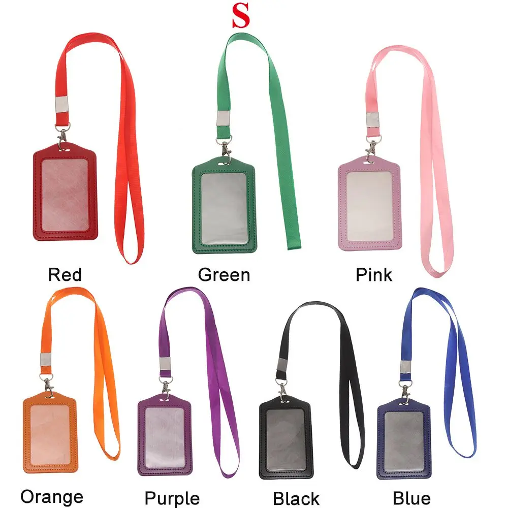 Unisex Work Card Holders With Lanyard PU Bank Card Name Credit Card Holders Card Bus ID Holders Identity Badge With Neck Strap
