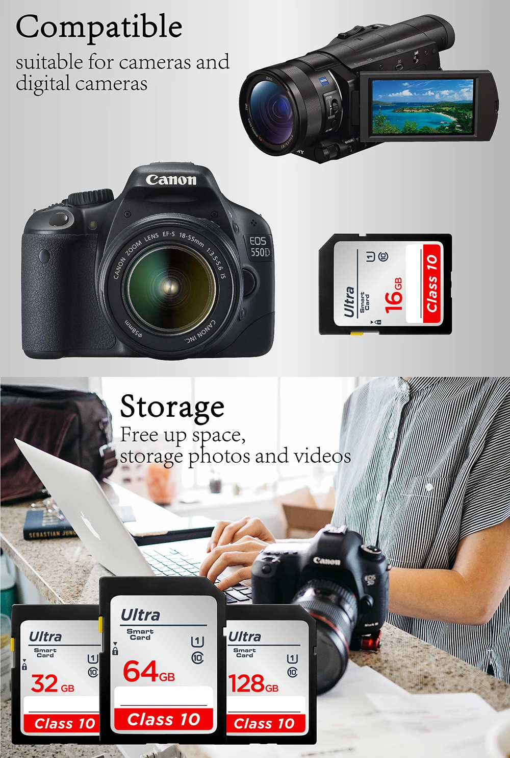 Class 10 128GB SD TF Card 32GB 64GB 8GB 16GB Flash Memory SD Card 8 16 32 64 128 GB for Camera/PC