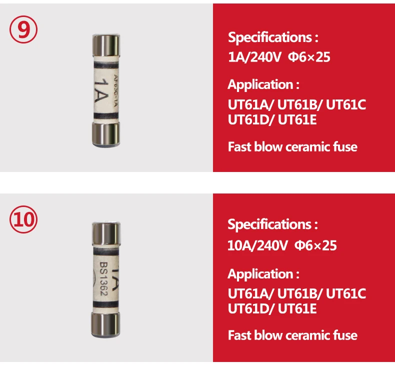 2pcs/lot UNI-T Cartridge Fuse Fast Fuse For Uni-t Multimeter UT139 UT890C+ UT890D UT39 UT105 UT171 UT61 Series