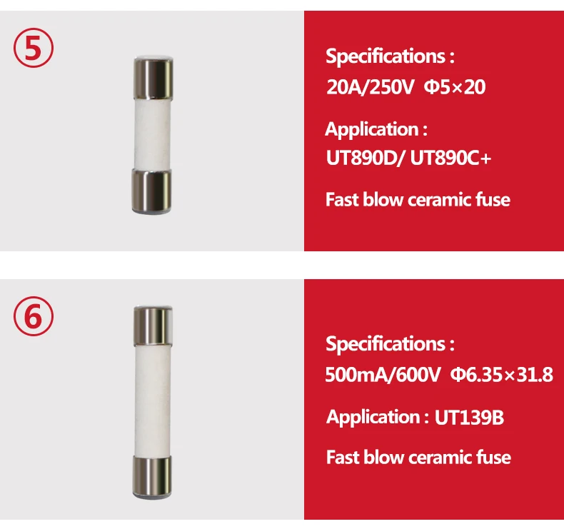 2pcs/lot UNI-T Cartridge Fuse Fast Fuse For Uni-t Multimeter UT139 UT890C+ UT890D UT39 UT105 UT171 UT61 Series