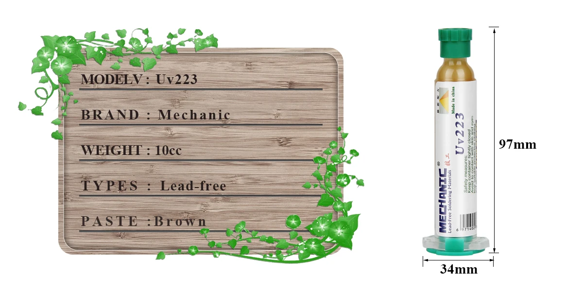 MECHANIC UV559/223 10cc High Activity Mild Rosin Lead-Free Solder Flux No-Clean Light odor Welding Paste Repair PCB BGA Board