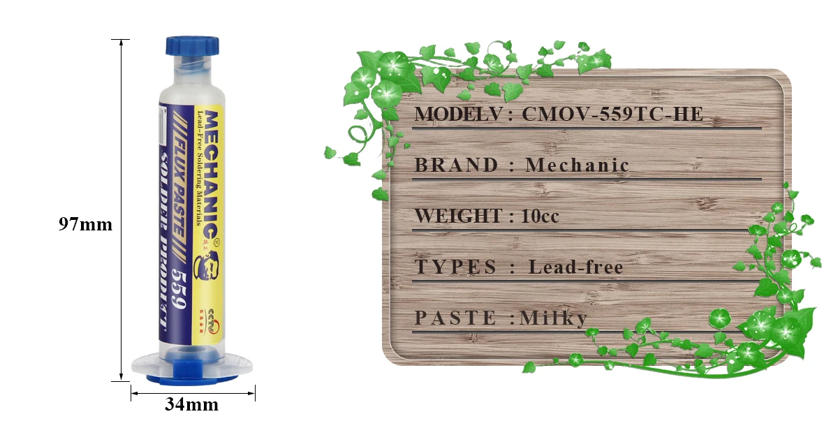 MECHANIC UV559/223 10cc High Activity Mild Rosin Lead-Free Solder Flux No-Clean Light odor Welding Paste Repair PCB BGA Board