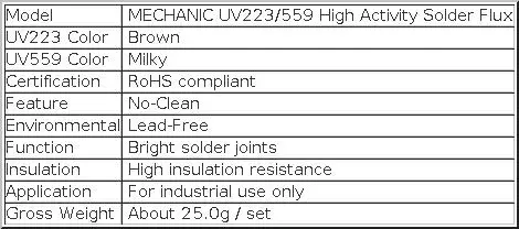 MECHANIC UV559/223 10cc High Activity Mild Rosin Lead-Free Solder Flux No-Clean Light odor Welding Paste Repair PCB BGA Board