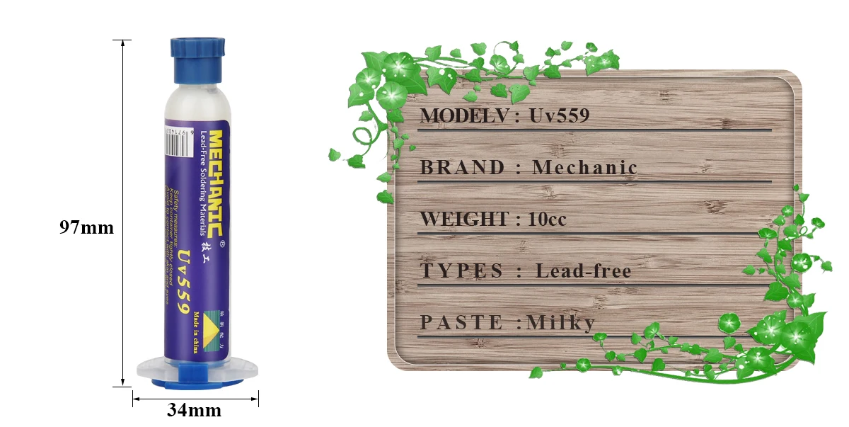 MECHANIC UV559/223 10cc High Activity Mild Rosin Lead-Free Solder Flux No-Clean Light odor Welding Paste Repair PCB BGA Board