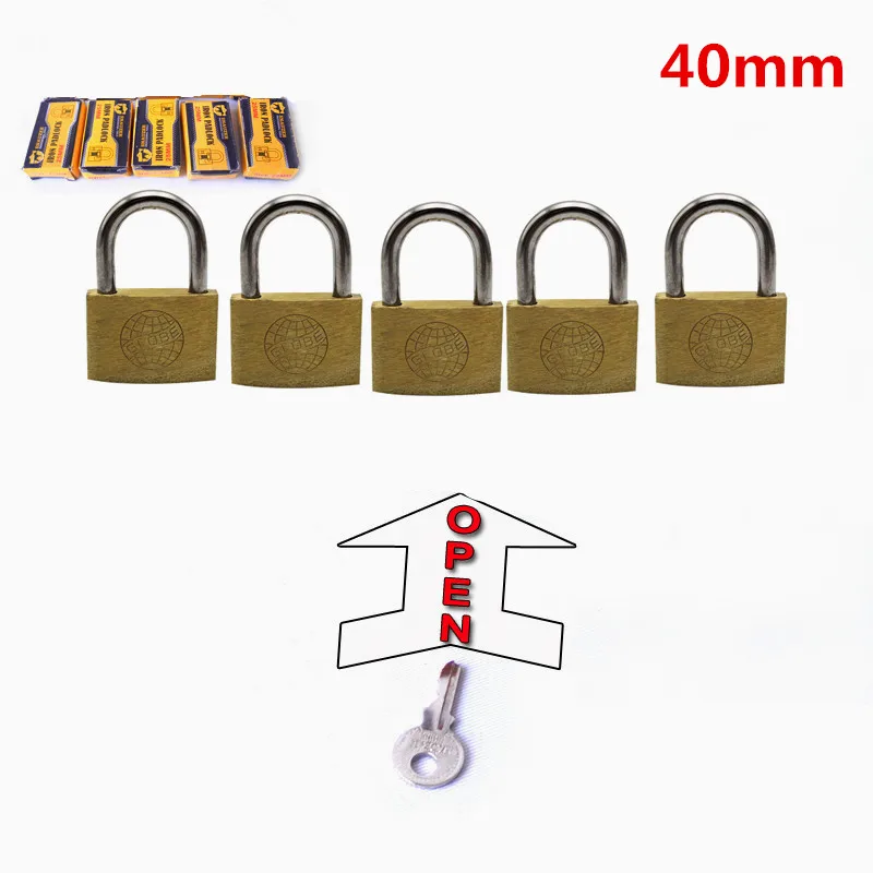 5 pcs 20/30/40/50mm padlocks open by same keys Copper locks padlock for wood door key alike lock Free shipping
