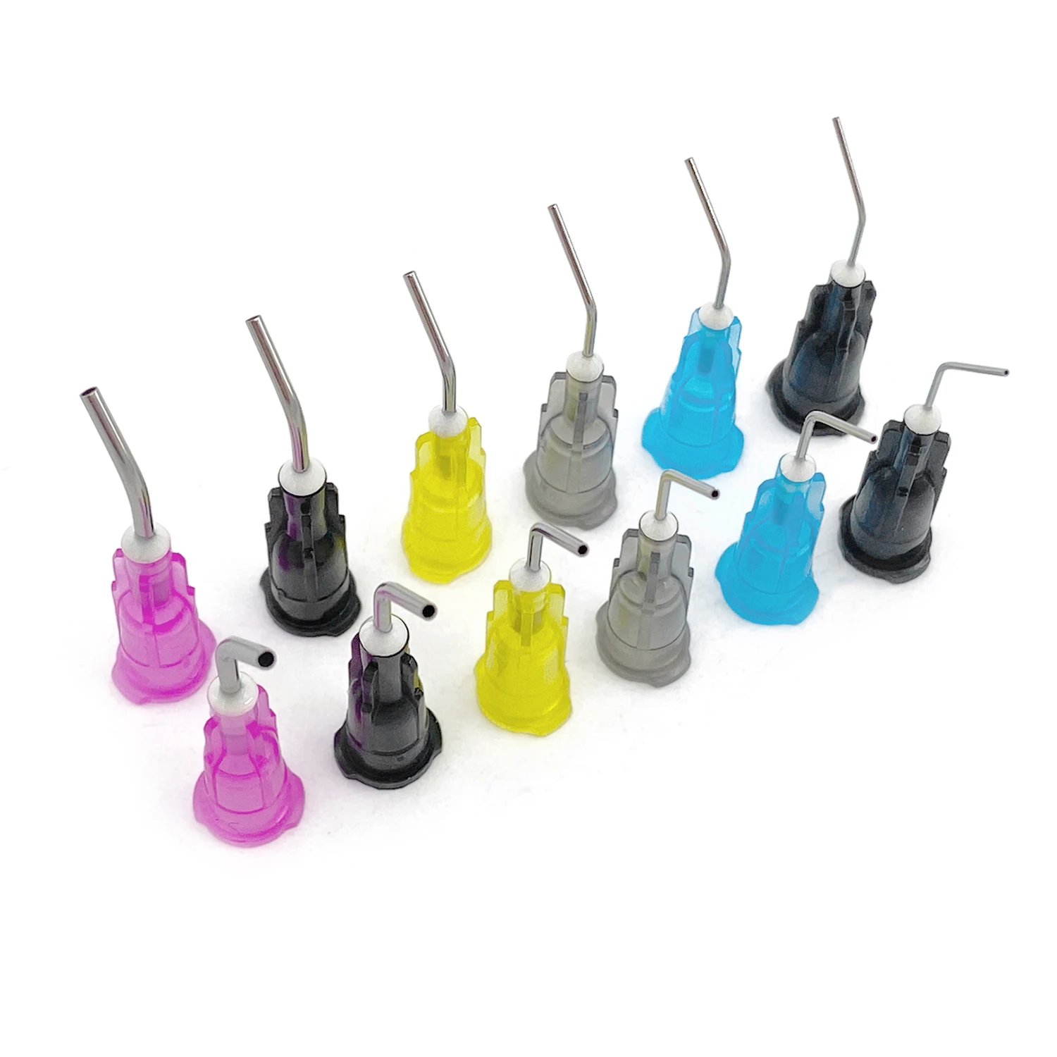 100pcs/lot Equipment Irrigation Bent Needle Tips Dental Flow Sealant Etchant Composite Resin Acid Reagent Delievery Syringe Tips