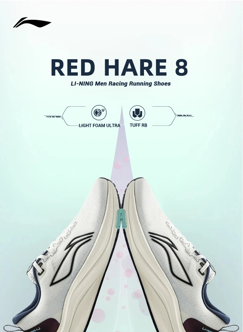 Li-Ning Men's RED HARE 8 Racing Running Shoes LIGHT FOAM ULTRA Reflective Cushion Stable Shoes LiNing Light Sneakers ARPV001