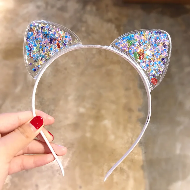 Girls Cute Shining Sequin Cat Ears Hairbands Sweet Hair Ornament Headband Princess Gift Headwear Kids Fashion Hair Accessories