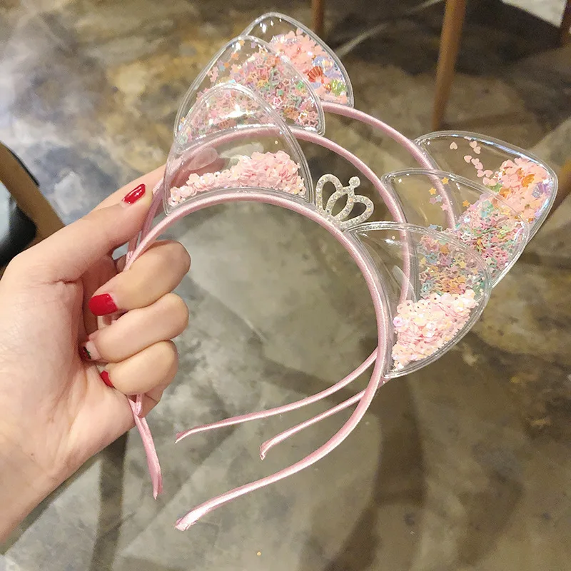 Girls Cute Shining Sequin Cat Ears Hairbands Sweet Hair Ornament Headband Princess Gift Headwear Kids Fashion Hair Accessories