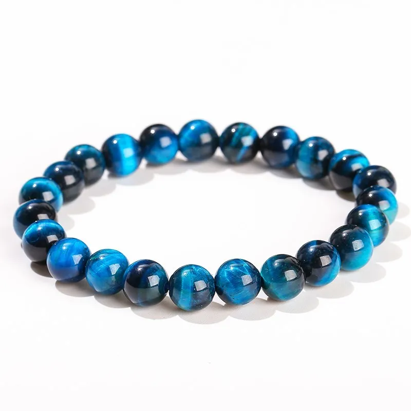 JD Natural Stone Blue Tiger Eye Beaded Bracelets Women Men Reiki Healing Yoga Meditation Charm Bangles Pulseras Jewelry Gift
