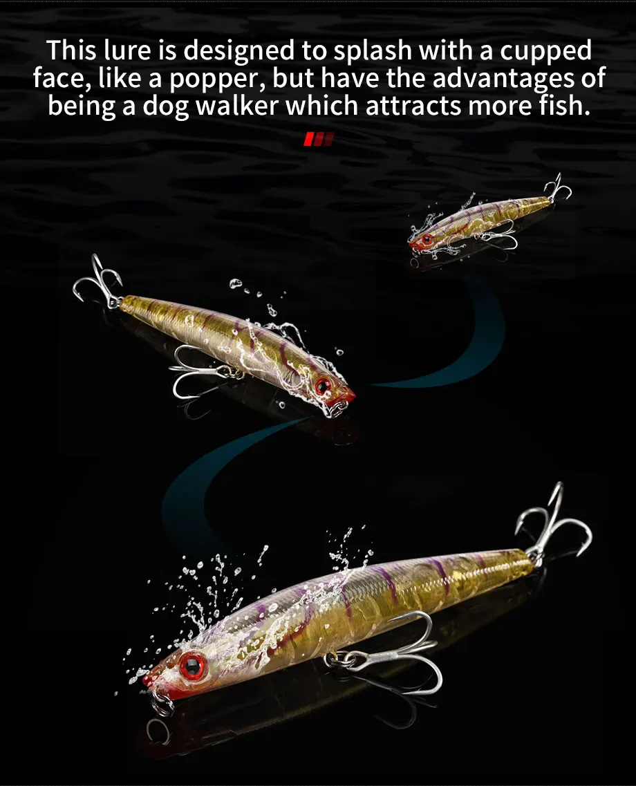 BLUX SURFER 95 Topwater Popper Pencil 95MM Surface Walker Fishing Lure Walk The Dog Artificial Saltwater Bass Hard Bait Tackle