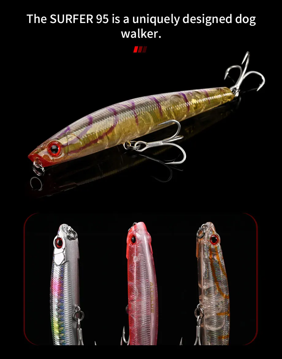 BLUX SURFER 95 Topwater Popper Pencil 95MM Surface Walker Fishing Lure Walk The Dog Artificial Saltwater Bass Hard Bait Tackle