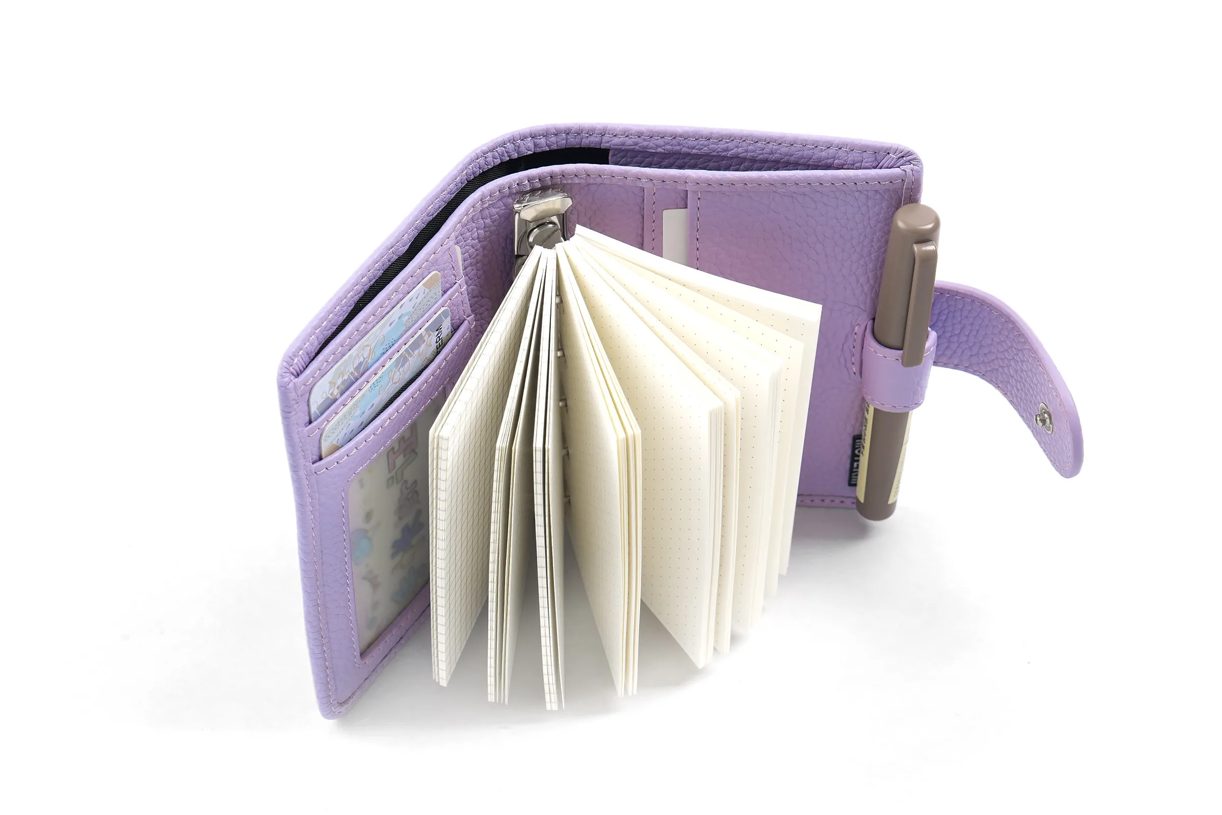 Moterm Regular A8 / M5 Size Rings Planner Pebbled Grain Cowhide 5-hole Mini Notebook with 15 MM Rings Organizer Journey Diary