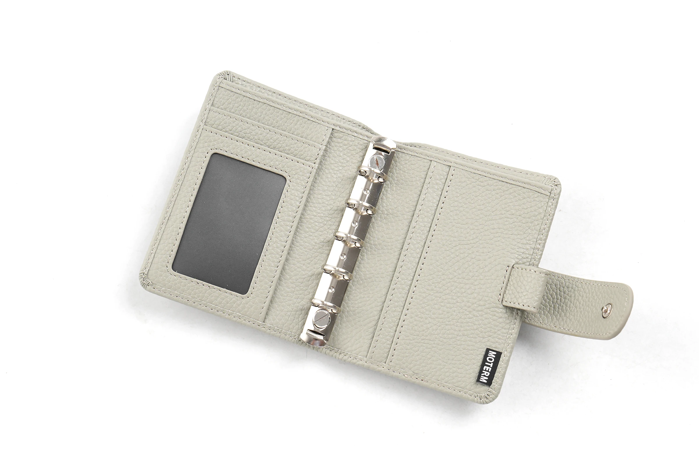 Moterm Regular A8 / M5 Size Rings Planner Pebbled Grain Cowhide 5-hole Mini Notebook with 15 MM Rings Organizer Journey Diary