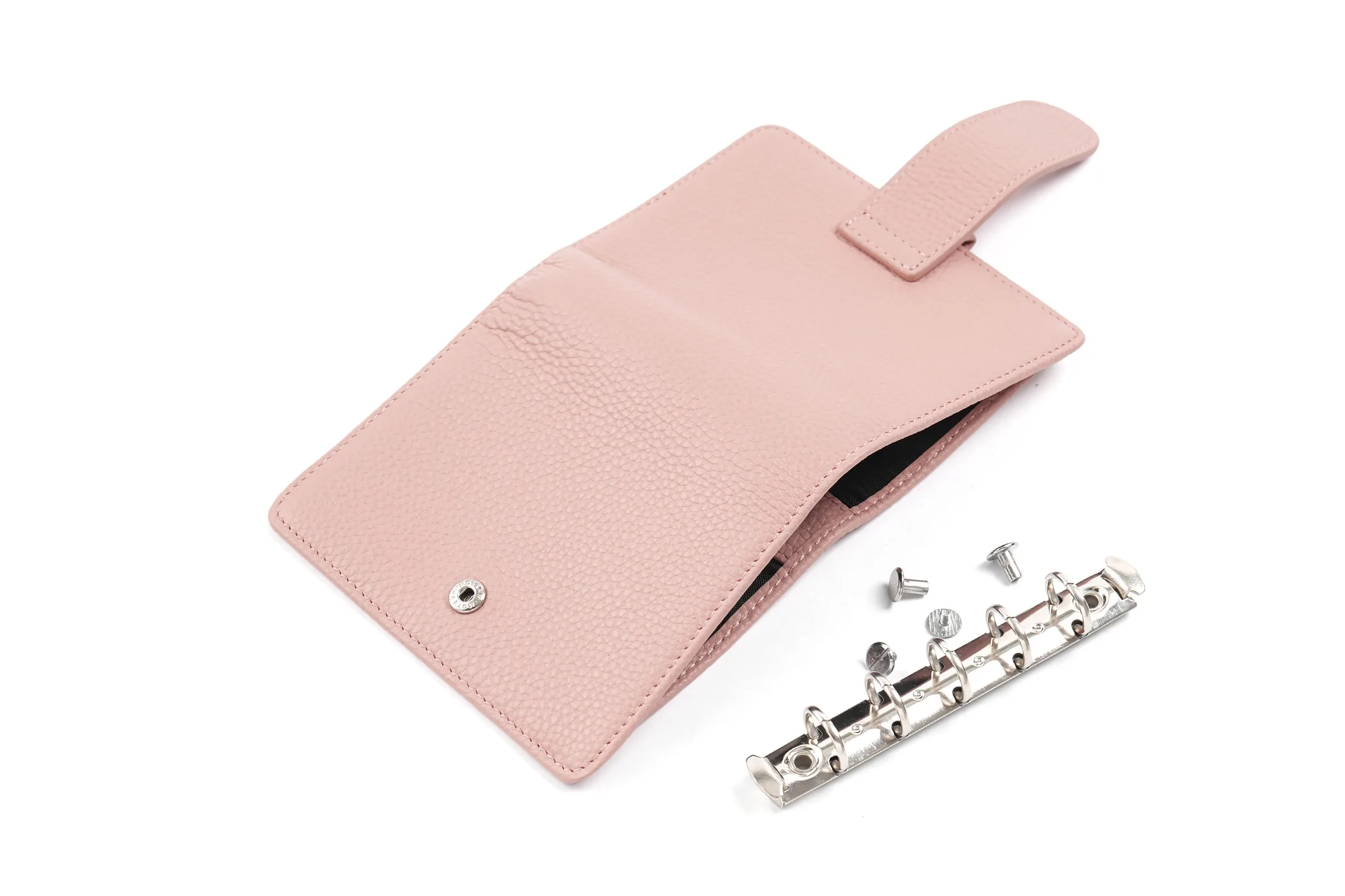 Moterm Regular A8 / M5 Size Rings Planner Pebbled Grain Cowhide 5-hole Mini Notebook with 15 MM Rings Organizer Journey Diary