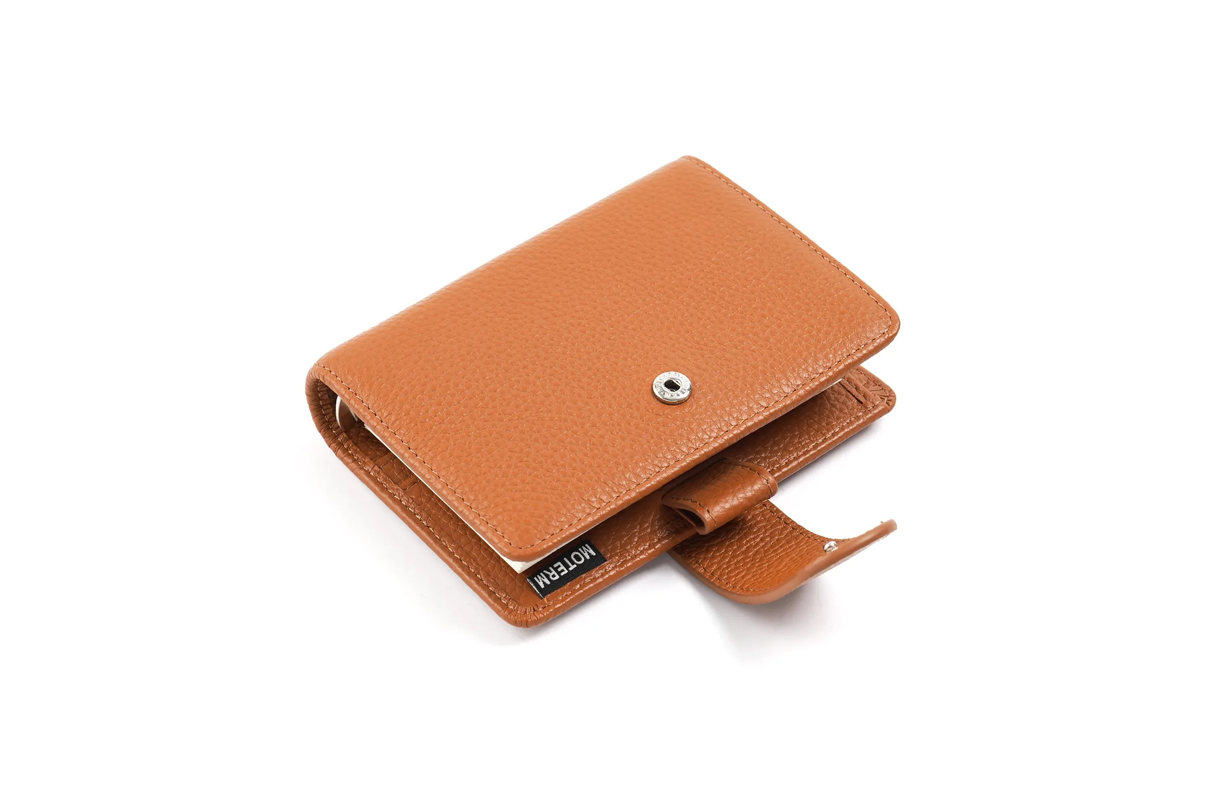 Moterm Regular A8 / M5 Size Rings Planner Pebbled Grain Cowhide 5-hole Mini Notebook with 15 MM Rings Organizer Journey Diary