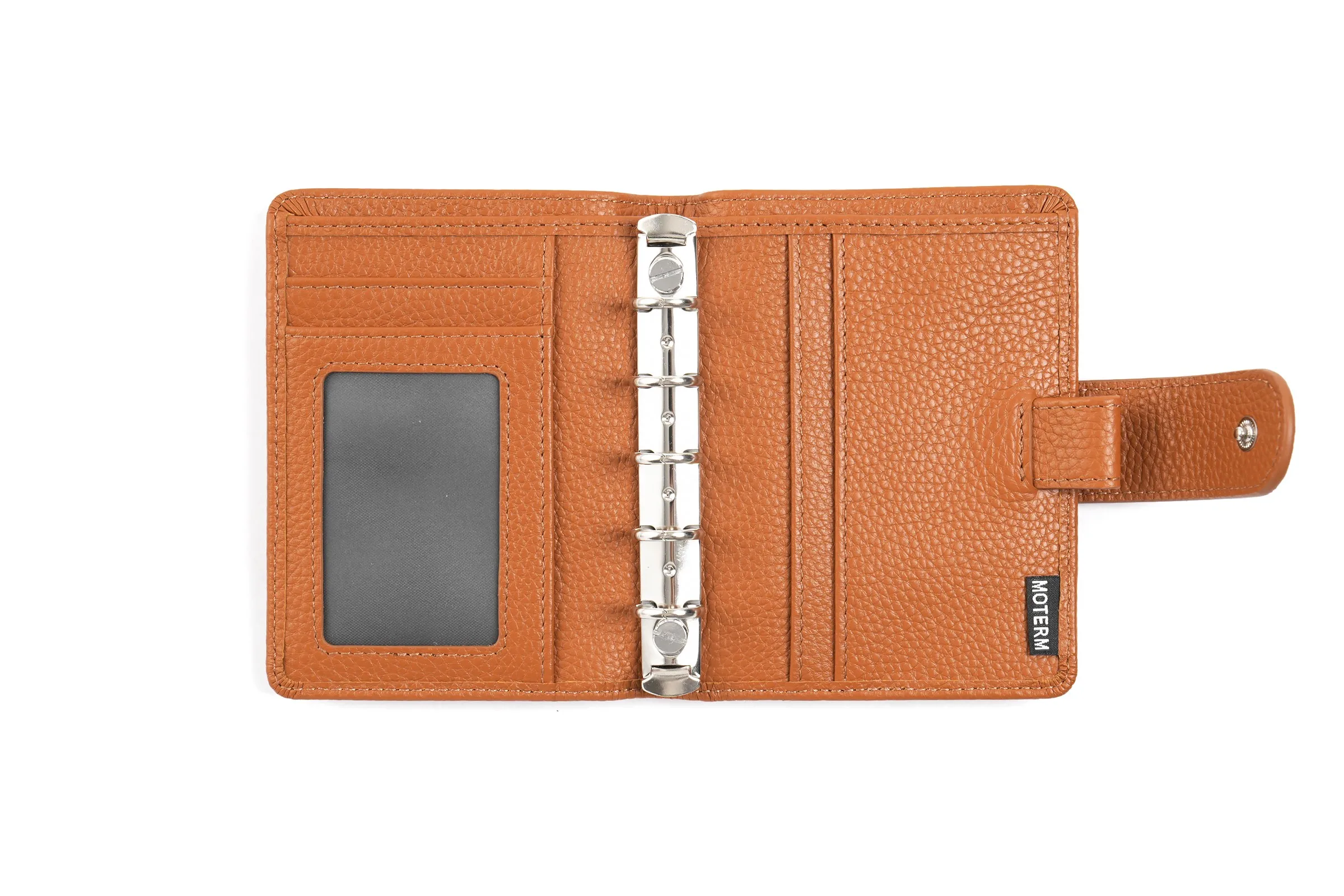 Moterm Regular A8 / M5 Size Rings Planner Pebbled Grain Cowhide 5-hole Mini Notebook with 15 MM Rings Organizer Journey Diary