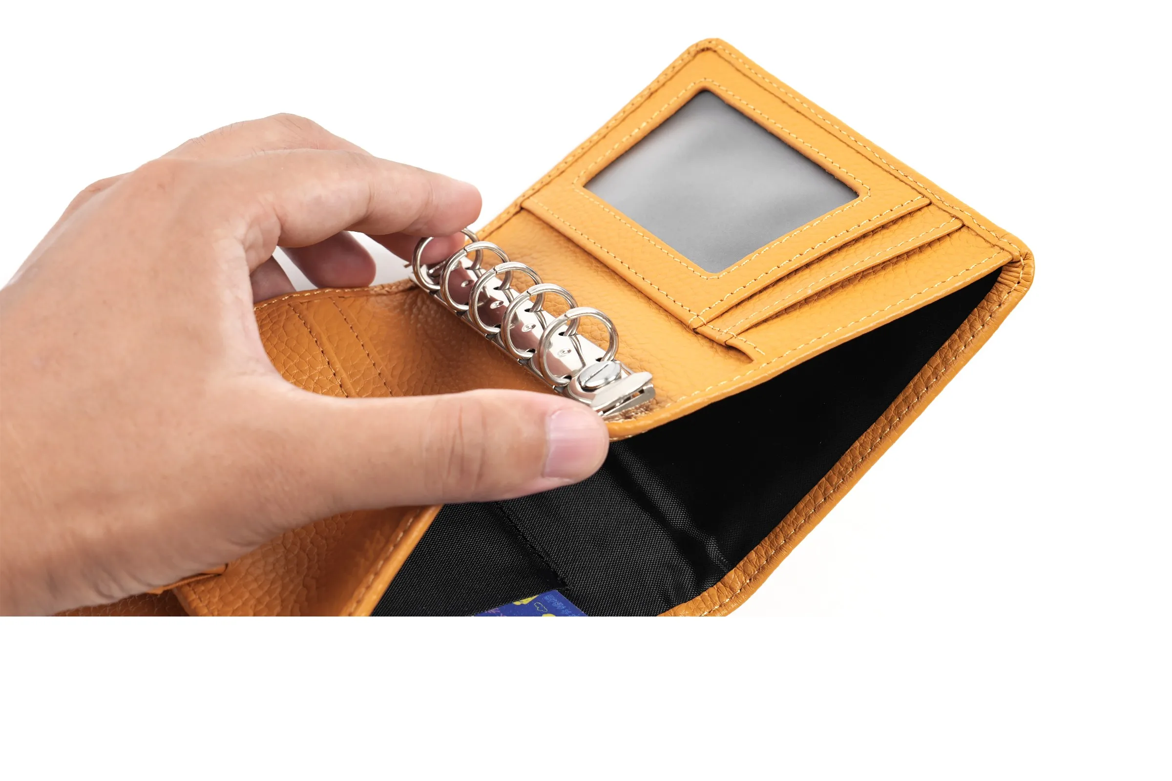 Moterm Regular A8 / M5 Size Rings Planner Pebbled Grain Cowhide 5-hole Mini Notebook with 15 MM Rings Organizer Journey Diary