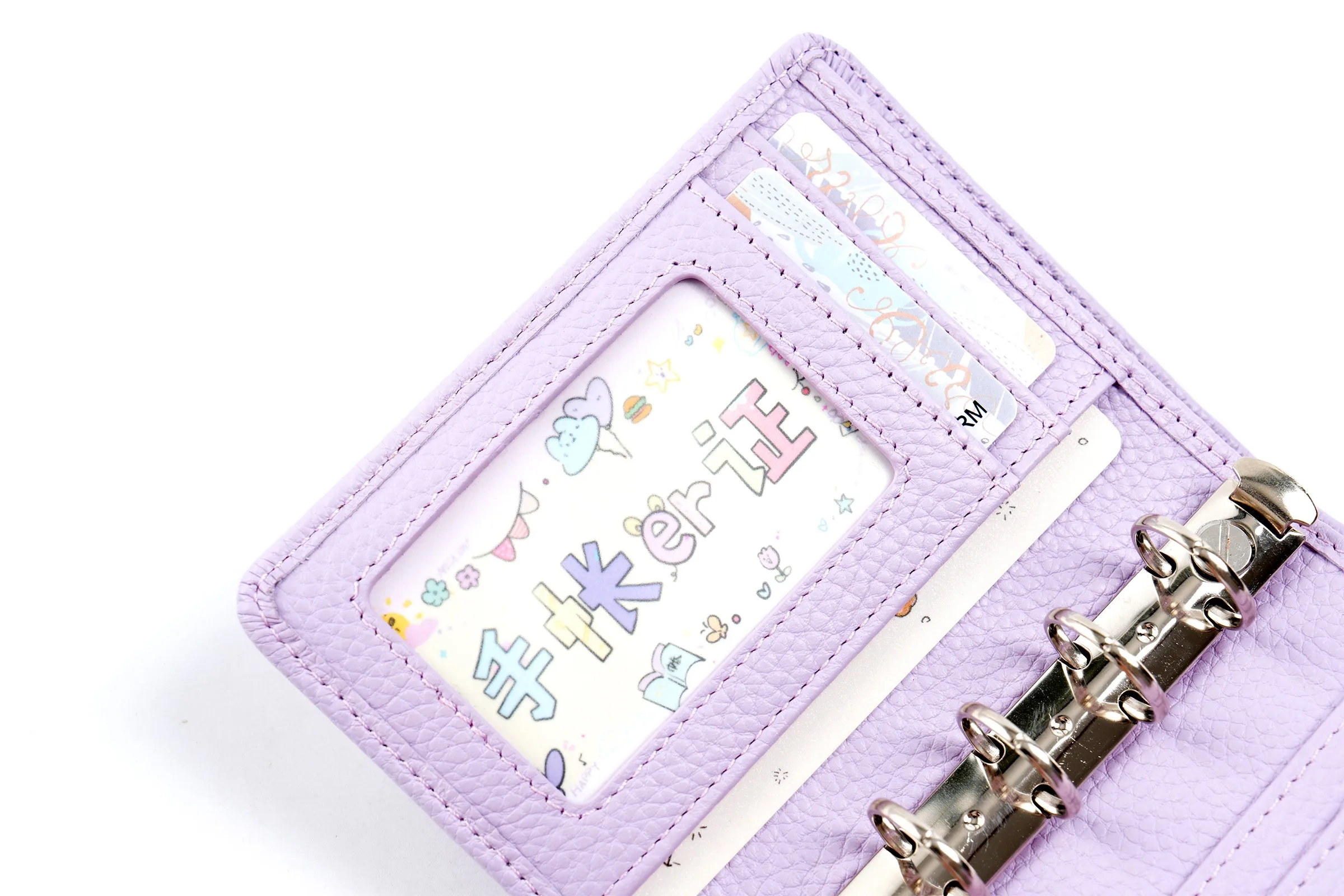 Moterm Regular A8 / M5 Size Rings Planner Pebbled Grain Cowhide 5-hole Mini Notebook with 15 MM Rings Organizer Journey Diary