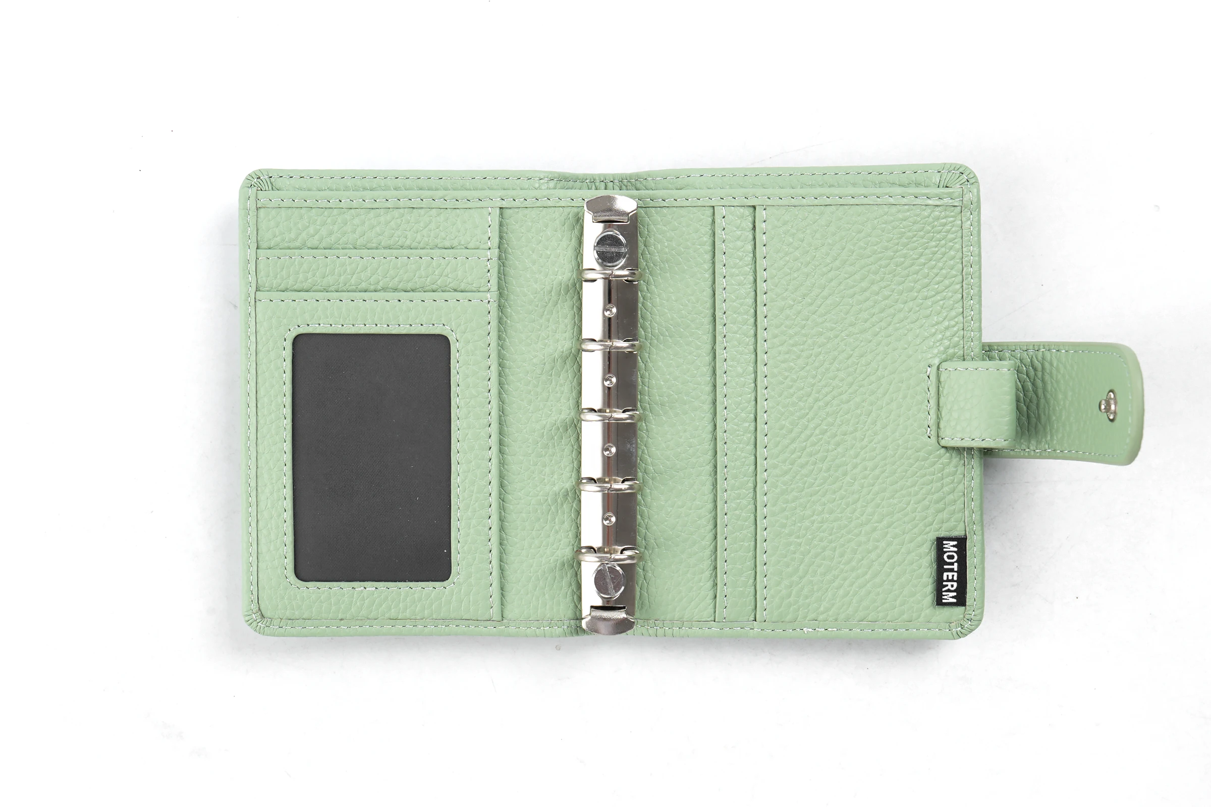 Moterm Regular A8 / M5 Size Rings Planner Pebbled Grain Cowhide 5-hole Mini Notebook with 15 MM Rings Organizer Journey Diary