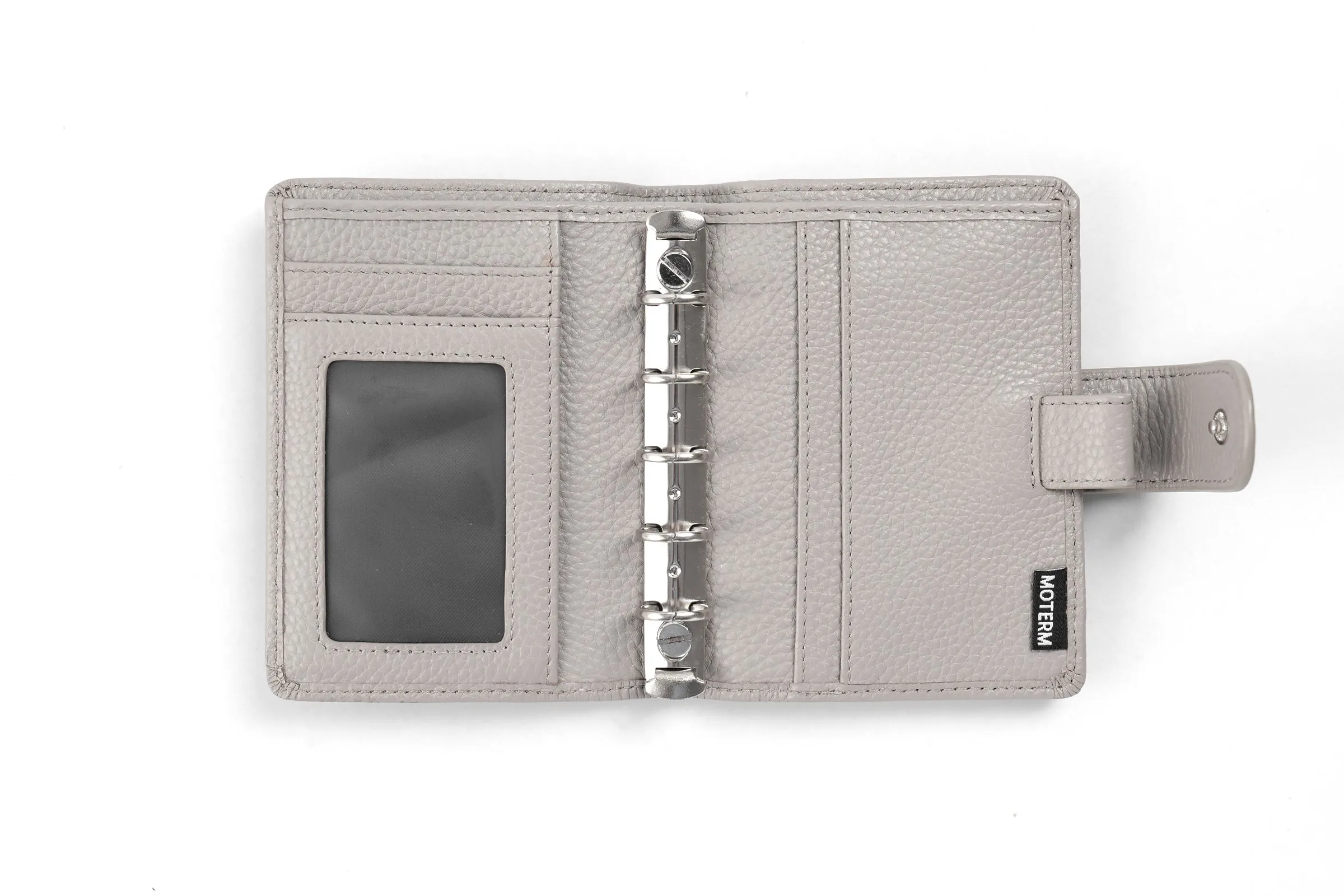 Moterm Regular A8 / M5 Size Rings Planner Pebbled Grain Cowhide 5-hole Mini Notebook with 15 MM Rings Organizer Journey Diary