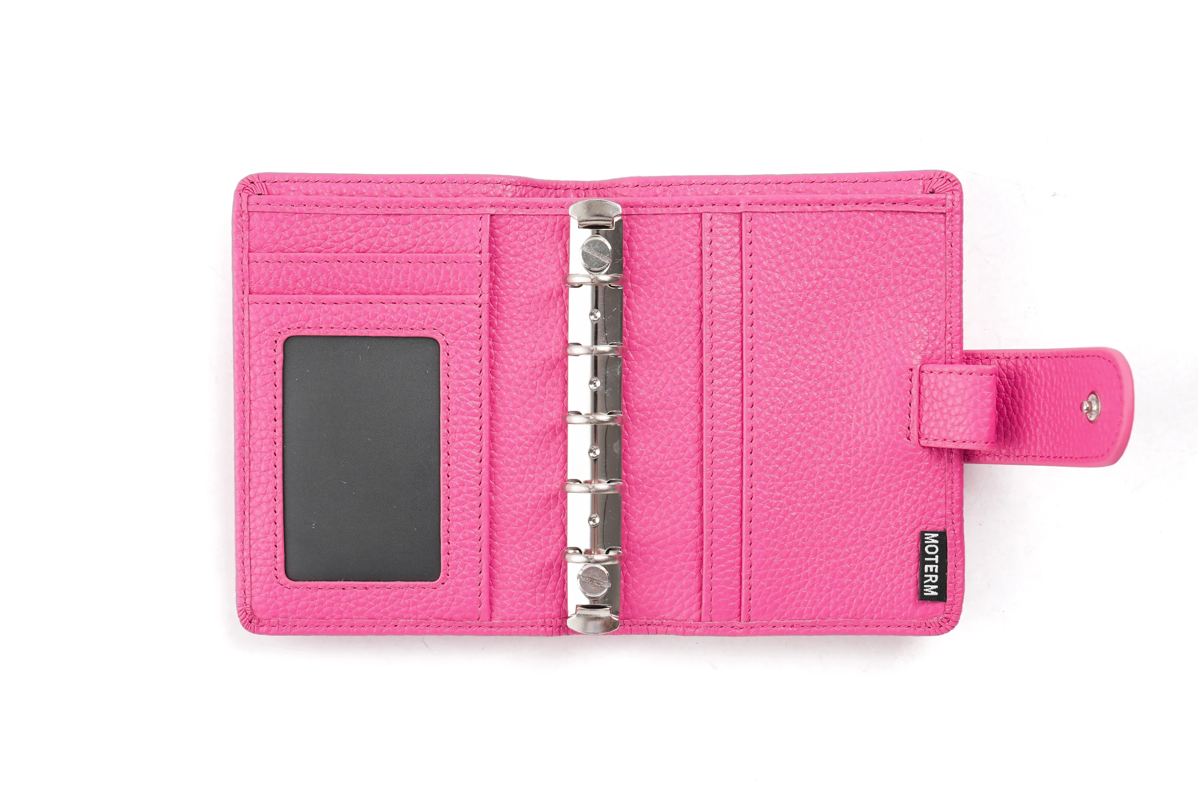 Moterm Regular A8 / M5 Size Rings Planner Pebbled Grain Cowhide 5-hole Mini Notebook with 15 MM Rings Organizer Journey Diary