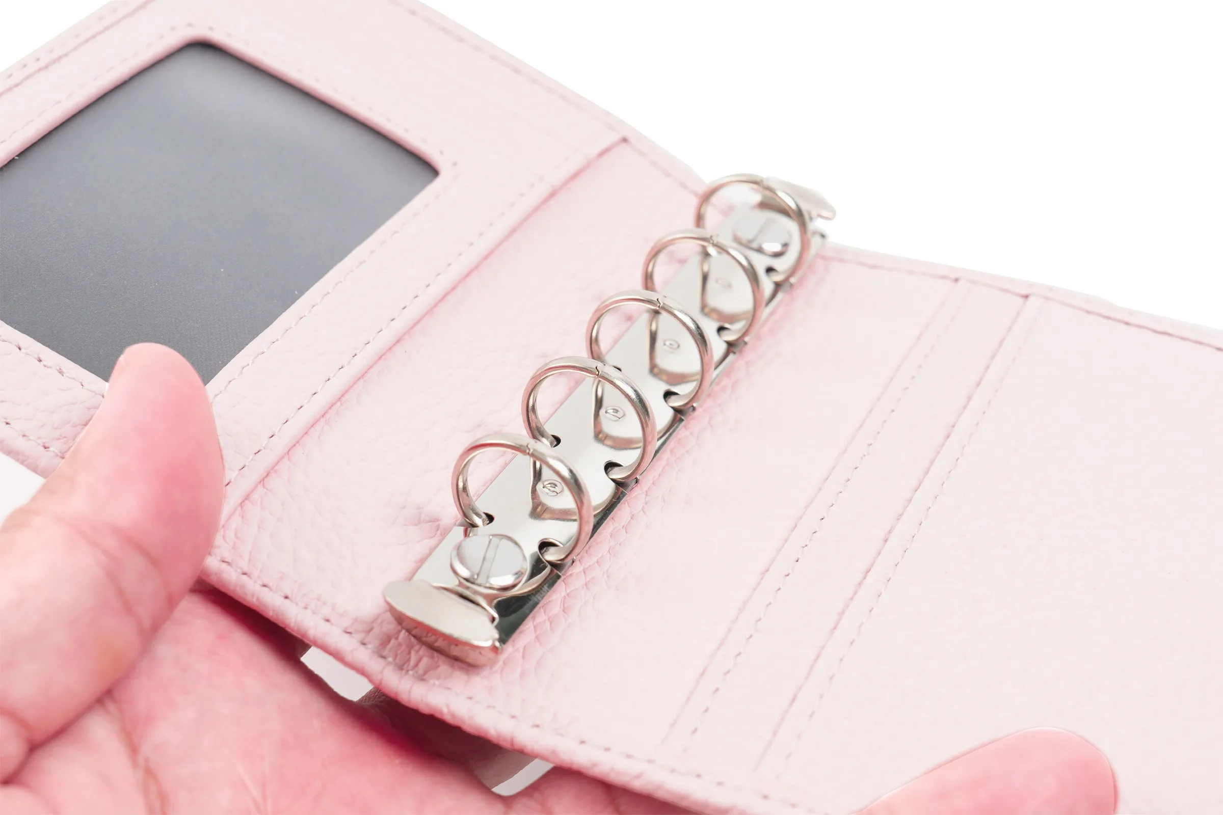 Moterm Regular A8 / M5 Size Rings Planner Pebbled Grain Cowhide 5-hole Mini Notebook with 15 MM Rings Organizer Journey Diary