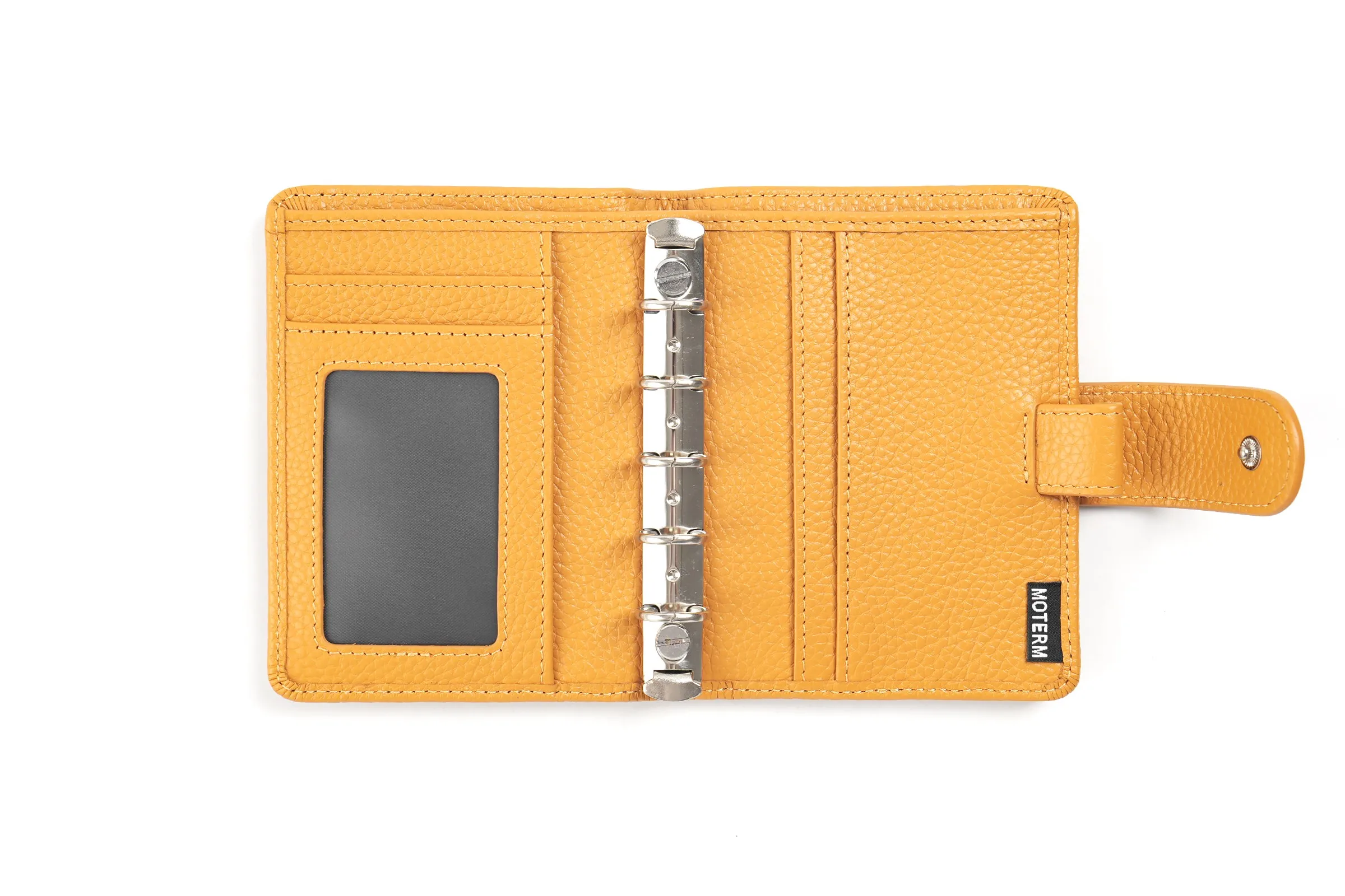 Moterm Regular A8 / M5 Size Rings Planner Pebbled Grain Cowhide 5-hole Mini Notebook with 15 MM Rings Organizer Journey Diary