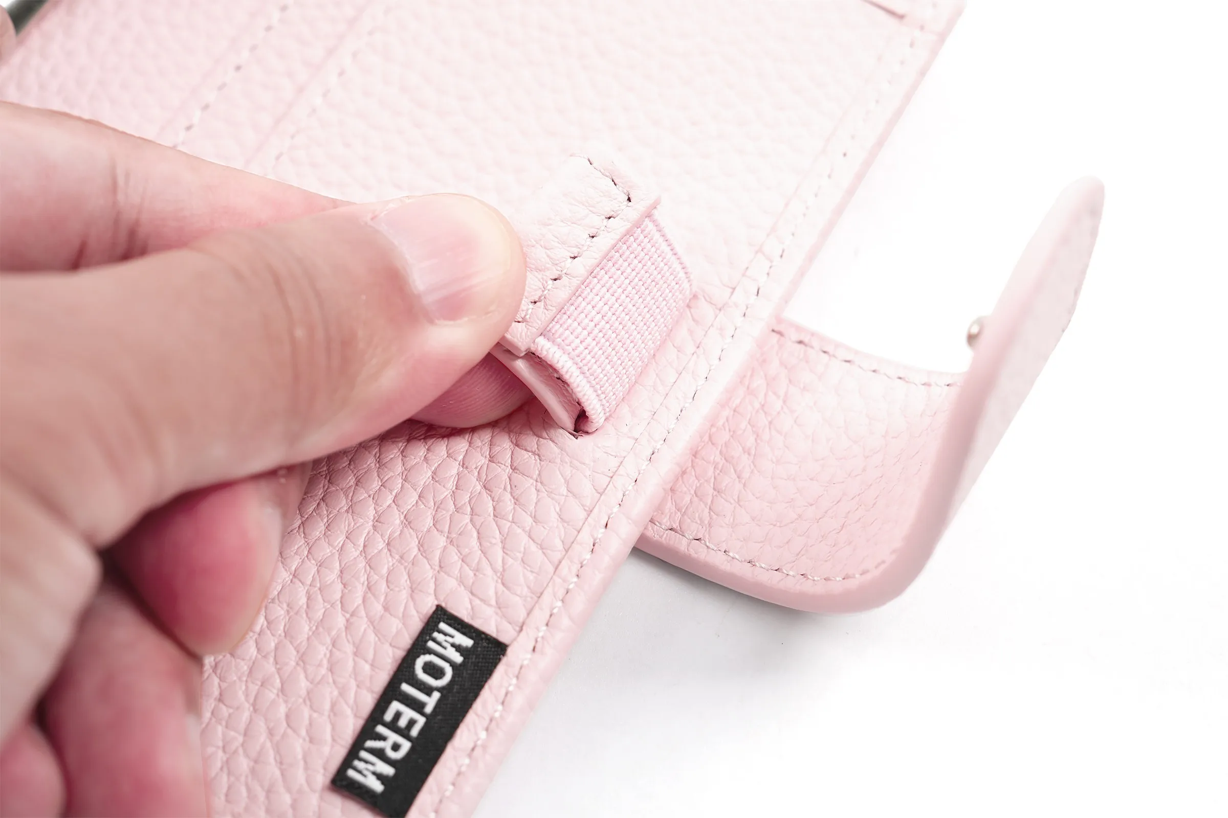 Moterm Regular A8 / M5 Size Rings Planner Pebbled Grain Cowhide 5-hole Mini Notebook with 15 MM Rings Organizer Journey Diary