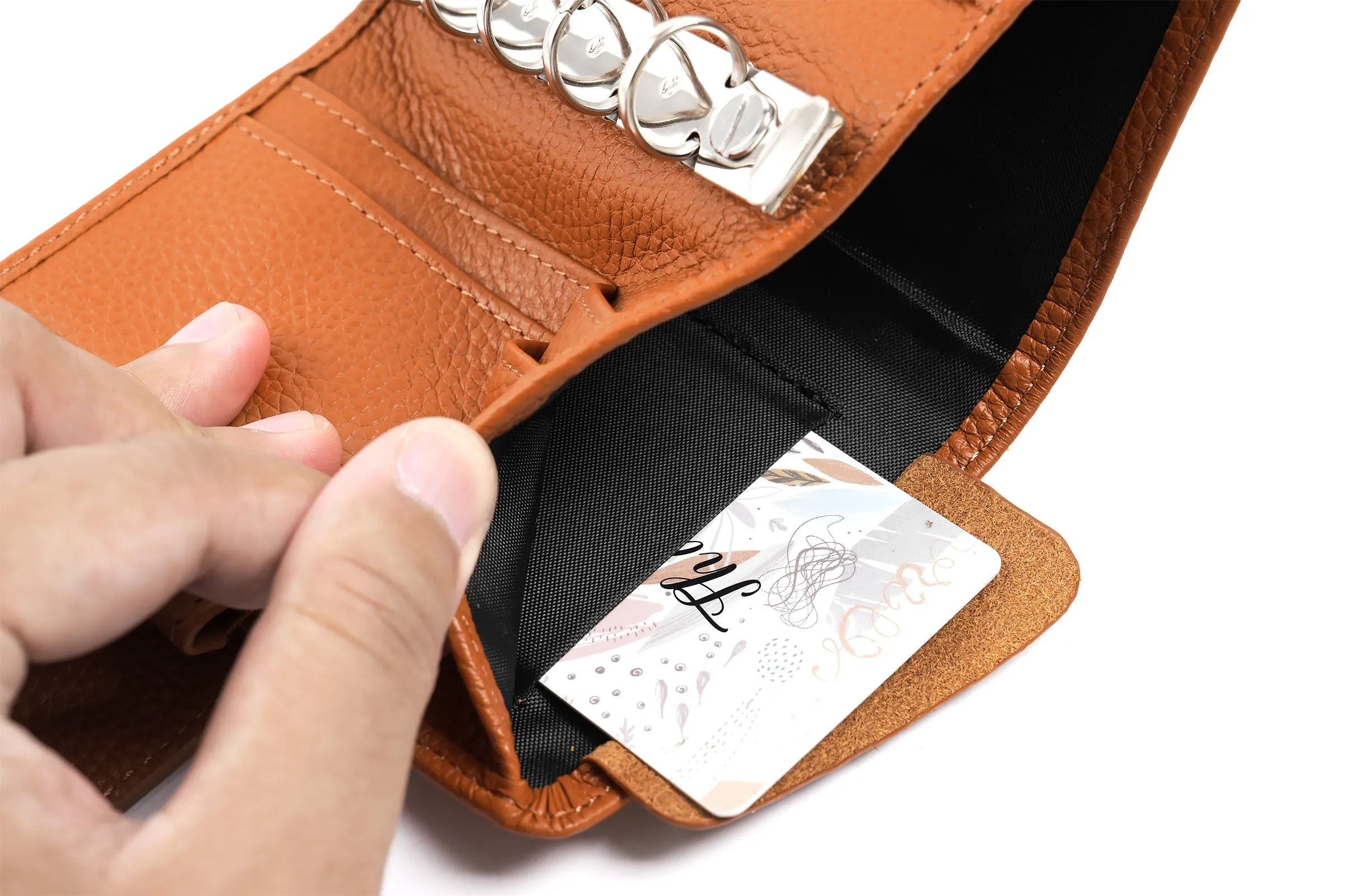 Moterm Regular A8 / M5 Size Rings Planner Pebbled Grain Cowhide 5-hole Mini Notebook with 15 MM Rings Organizer Journey Diary
