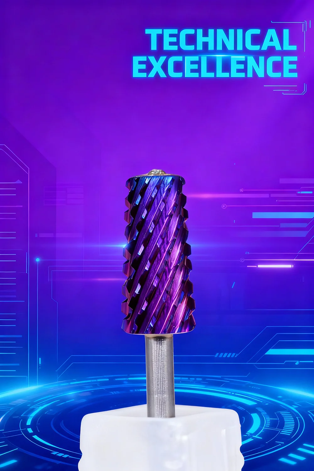 RolinStar 6.6 Safety Large Diamond Crystal Trapezium Tapered Barrel purple steel Carbide milling cutter nail drill bit