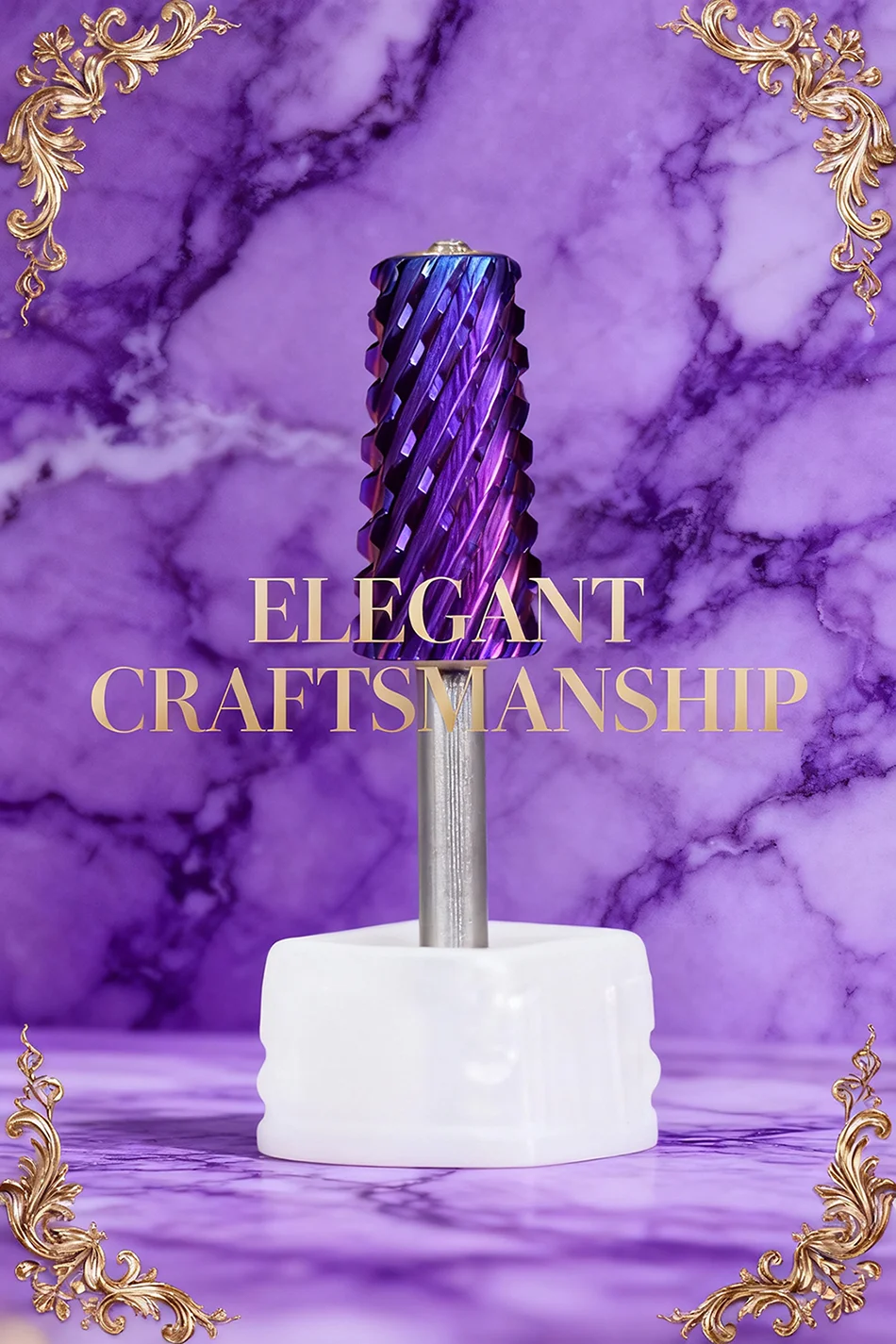 RolinStar 6.6 Safety Large Diamond Crystal Trapezium Tapered Barrel purple steel Carbide milling cutter nail drill bit