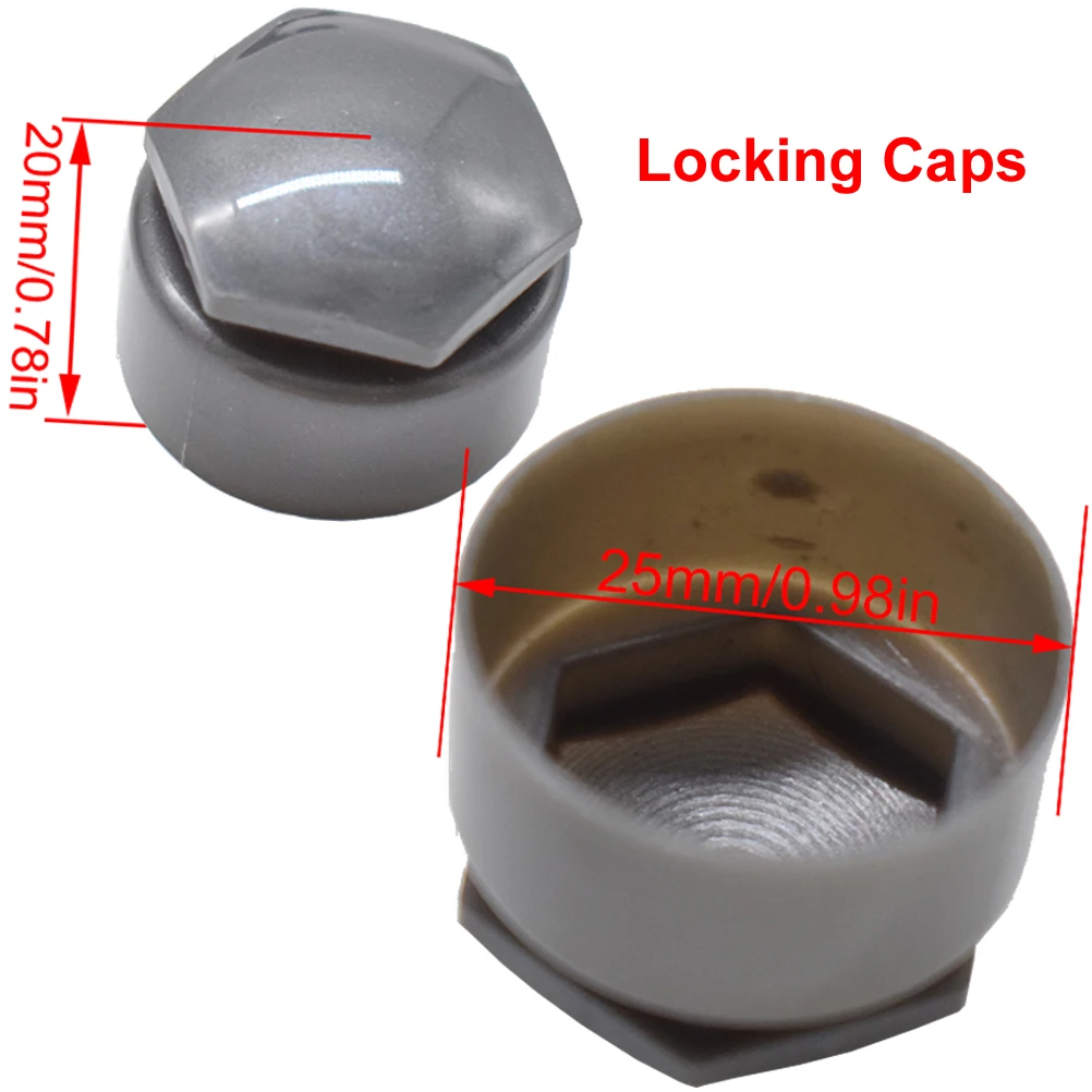 24pcs Wheel Lug Nut Cover Caps 25mm Water Proof W/ Dismantle Tool Grey For Audi A1 A2 A3 A4 A5 A6 A7 A8 Wheel Bolt Screw Cover