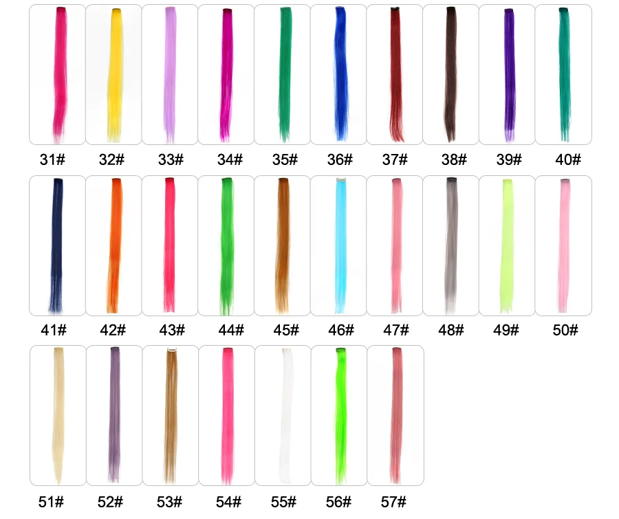 Highlights Hair Rainbow Synthetic Clip On Hair Extensions Ombre Colored Clip Hairpiece Colorful Clip Hair Strands For Festival